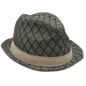 Scala Vintage Fedora Diamond Weave Straw Paper Hat Large